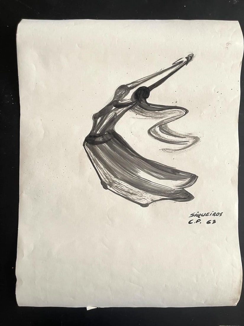 David Alfaro SIQUEIROS, Ink on Paper, "Dancer ", Signed 63 CP: NO RESERVE Item Details Artist: David Alfaro Siqueiros Title: Dancer Year: 1963 Dimensions: (not framed) 18.5 x 14 inches Framed: no Medium:Ink on paper Condition: Excellent Shipping: This item will s