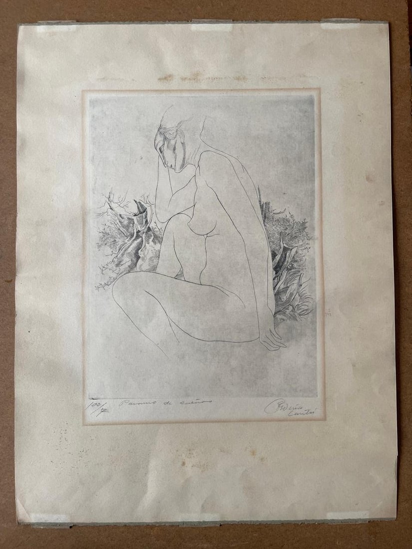 Federico Cantu, Etching and Drypoint, Signed "Paramo de Suenos": NO RESERVE Item Details Artist: Federico Cantu Title: "Paramo de Suenos" Year: unknown Dimensions: 20 x 28 inches Edition: Etching Framed: yes Medium:Etching and Drypoint Condition: Good Frederico Can