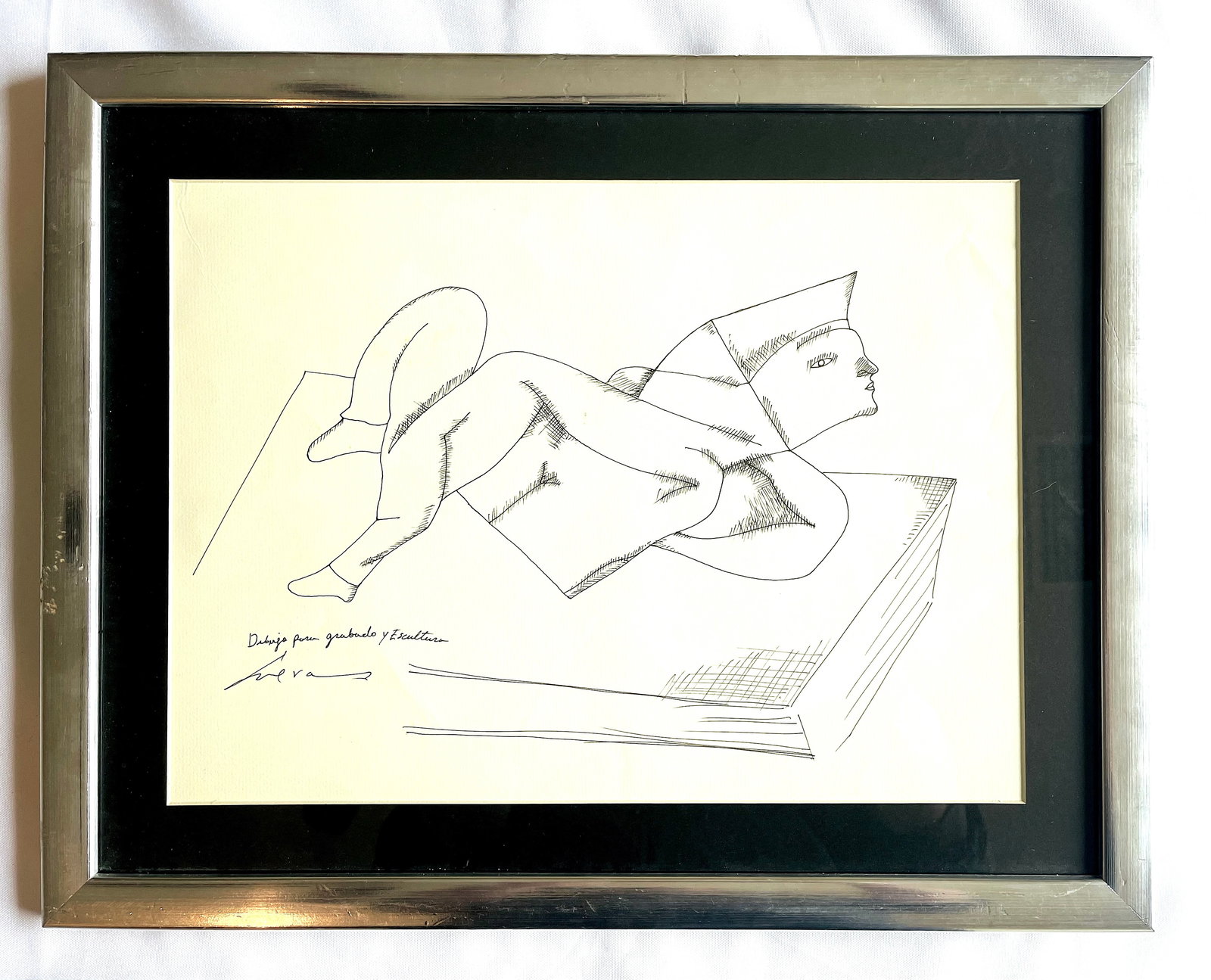 Jose Luis Cuevas, Ink on Paper, "Proyecto Escultura": NO RESERVE Item Details Artist: Jose Luis Cuevas Title: Proyecto Escultura Year: unknown Dimensions: 11 x 15 in. Edition: signed/numbered Framed: yes Medium: Ink on Paper Condition: Very good Sh