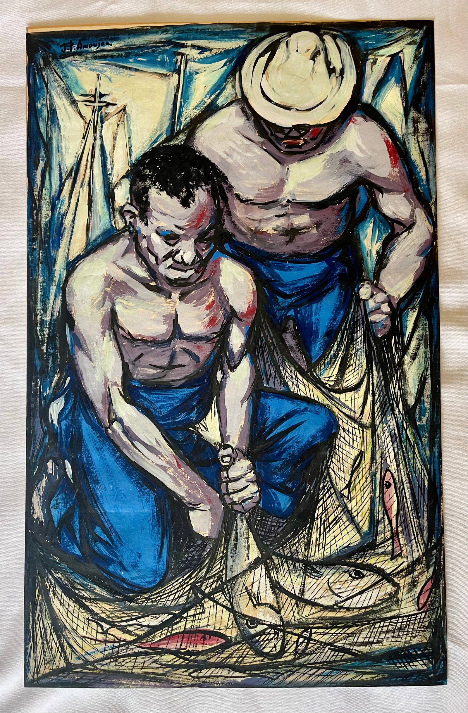 Plutarco Andujar (Dominican, 1931-1995) ORIGINAL "Fisherman" (1 of 4)