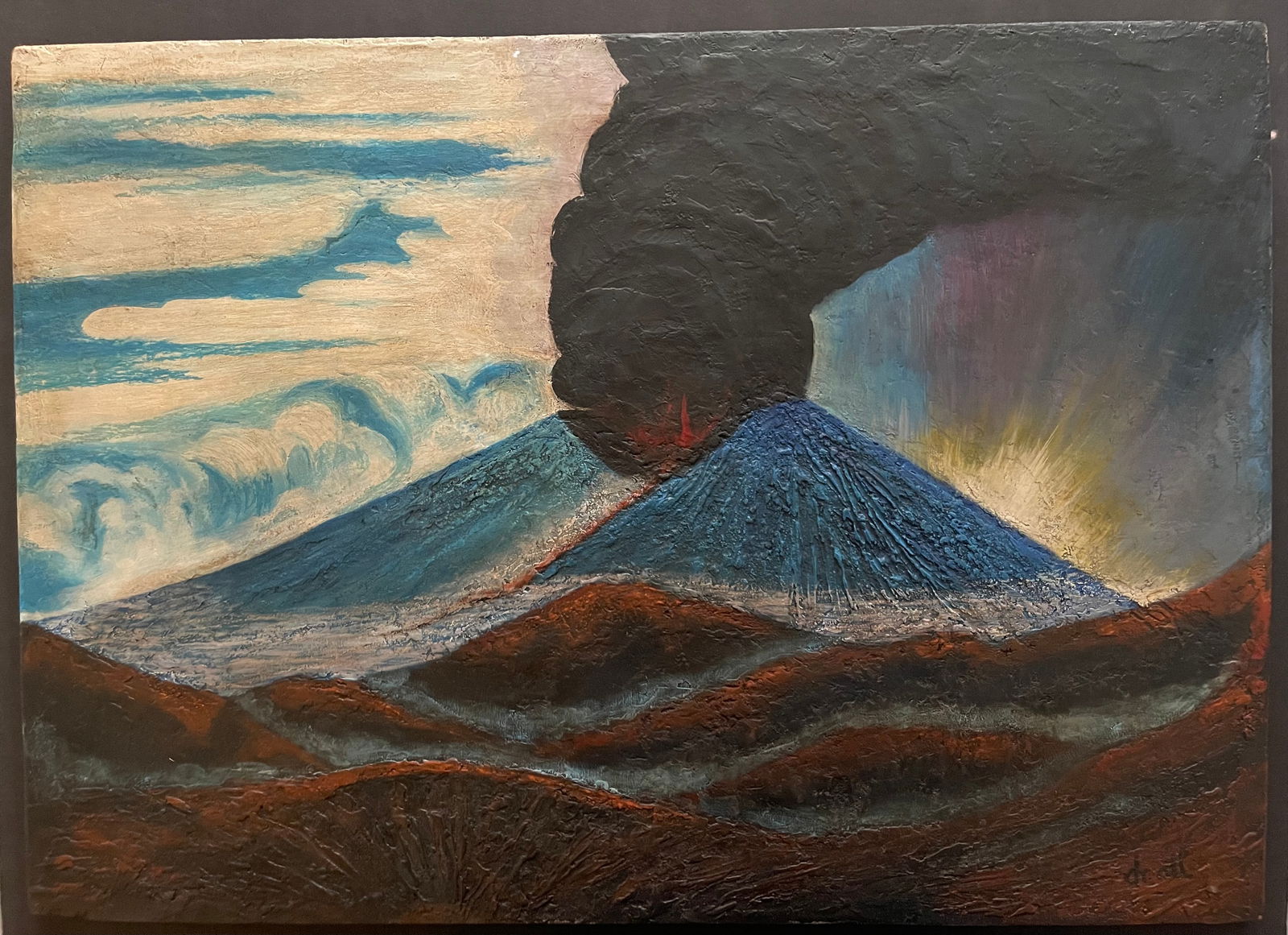 Gerardo Murillo "Dr Atl", Atl Colors on Wood, Artist Signed "Paricutin" (1 of 5)