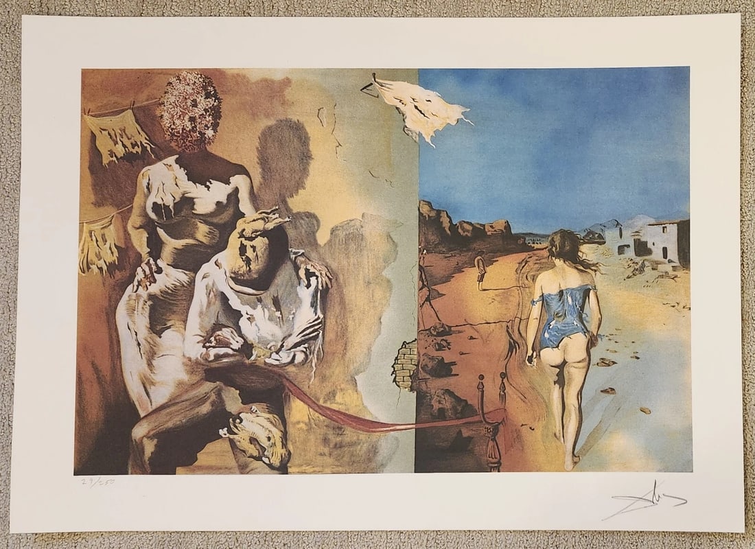 Salvador Dali Lithograph, Dream Puts Her Hand on a Mans Shoulder (1 of 4)
