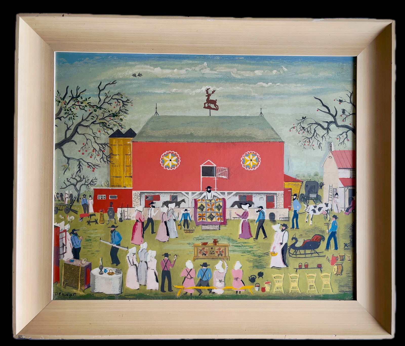 David Ellinger (American 1903-2003) Silkscreen on Board "Country Auction" (1 of 6)