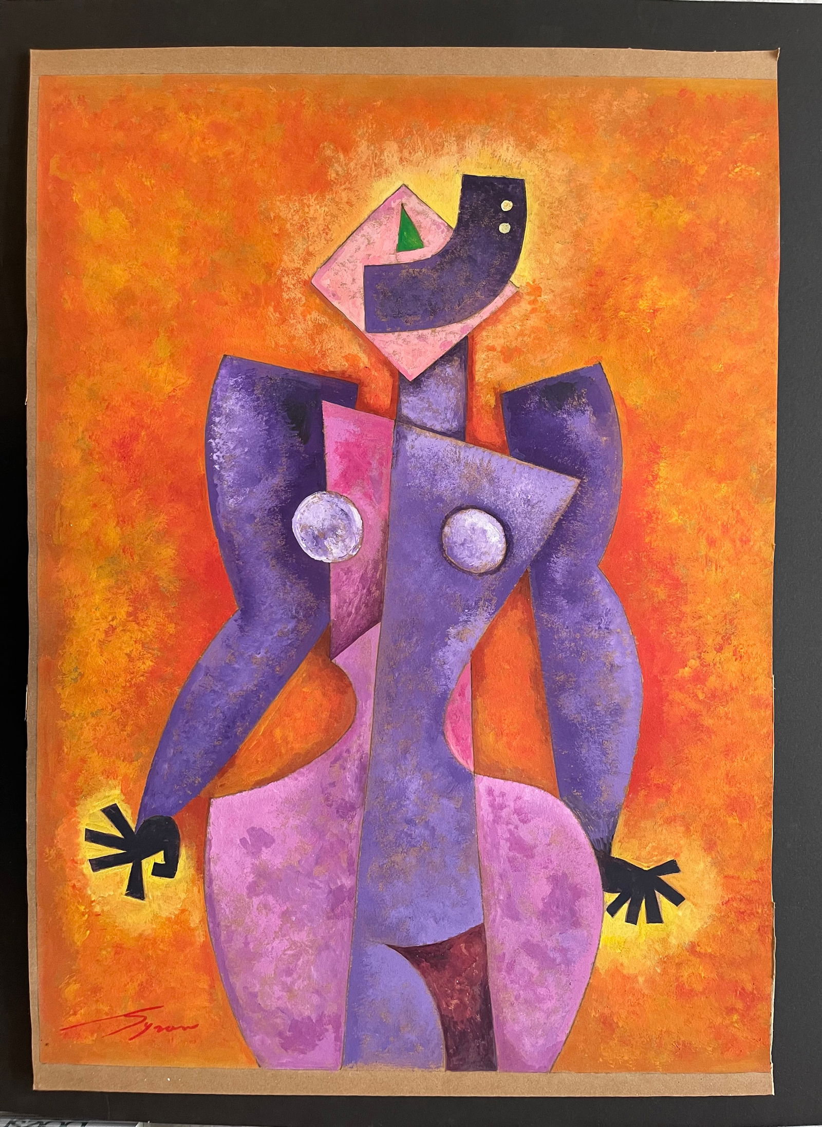 Byron Galvez (Mexican 1941-2009) ORIGINAL, Oil on Paper, "Character" (1 of 5)