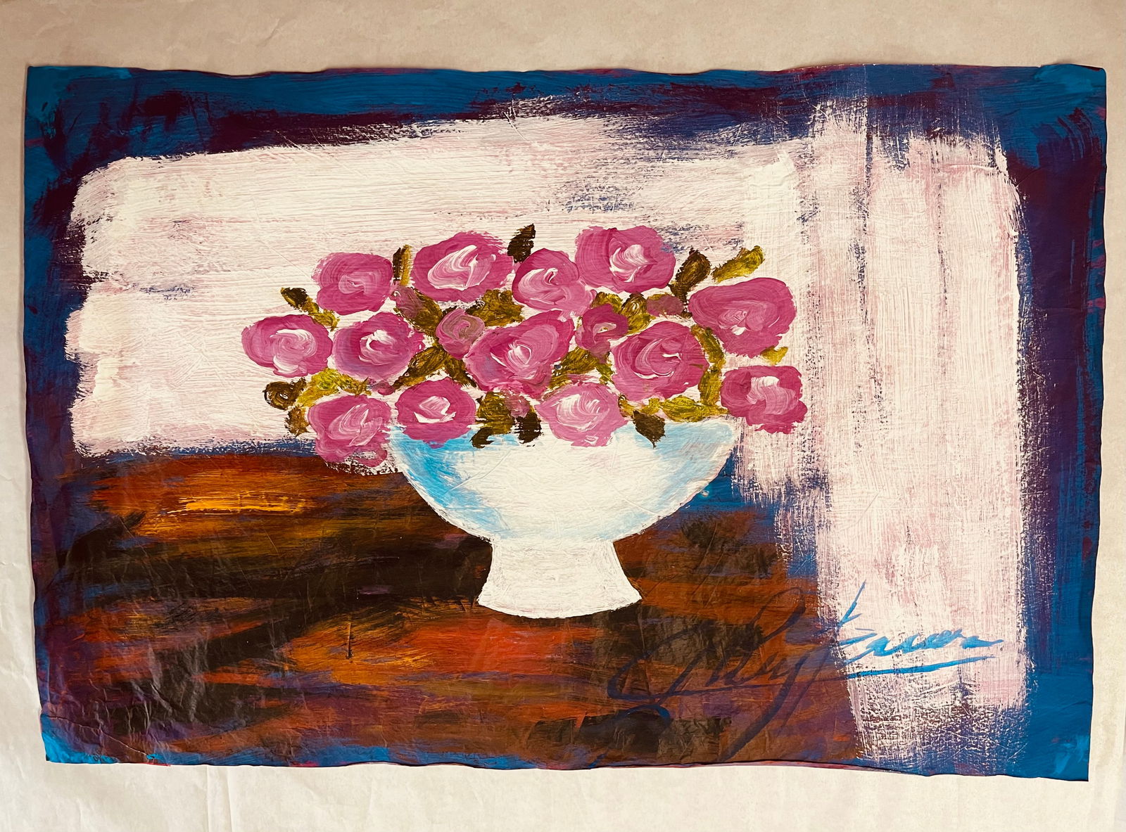 Jesus Reyes Ferreira "Chucho Reyes", Acrylic on Paper signed "Flower Vasel" (1 of 6)