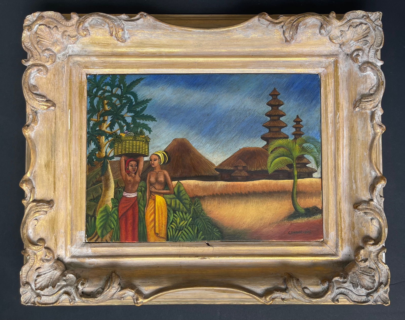 Miguel Covarrubias (Mexican 1904-1957), ORIGINAL Oil on Canvas "Dos Mujeres" (1 of 4)