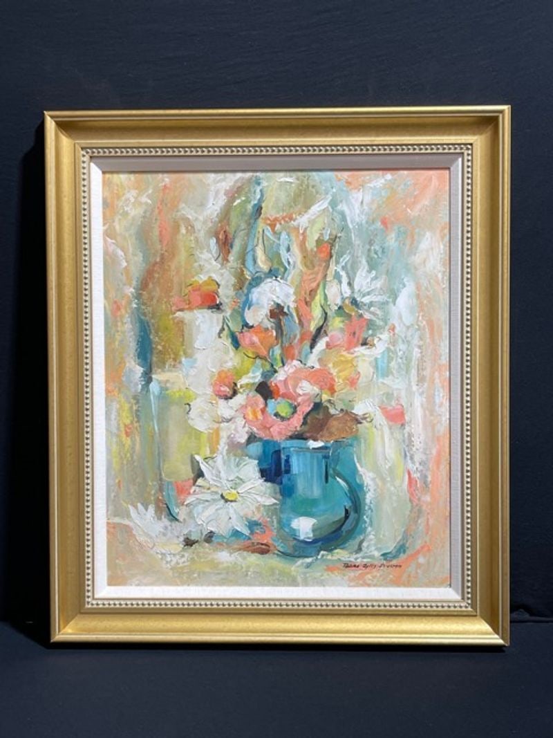 Gregg Robinson (b.1948- American) ORIGINAL, oil on canvas on board "Chroma K": NO RESERVE Item Details Artist: Gregg Robinson Title: Chroma K Year: 1993 Dimensions: 32 x 32 inches Edition: ORIGINAL Framed: Yes Medium: Oil on canvas on board Condition: Good Details: Hand painted