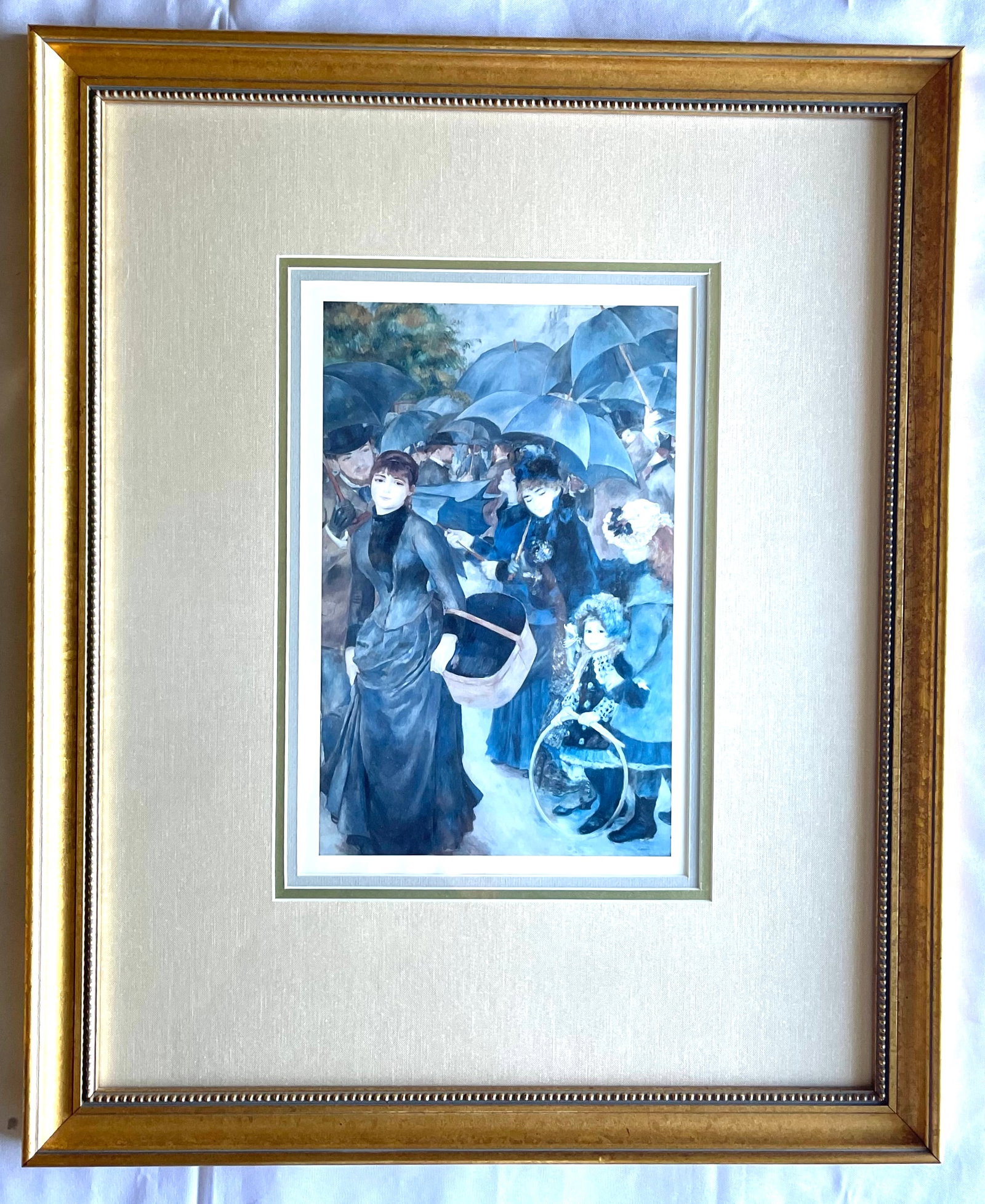 Pierre-Auguste Renoir (1841-1919 French) Gorgeous print! "The Umbrellas": NO RESERVE Item Details Artist: Pierre-Auguste Renoir Title: The Umbrellas Year: Original painting -1894 Dimensions: 25 x 20.5 inches Edition: Print Framed: Yes Medium: Print Condition: Excellent