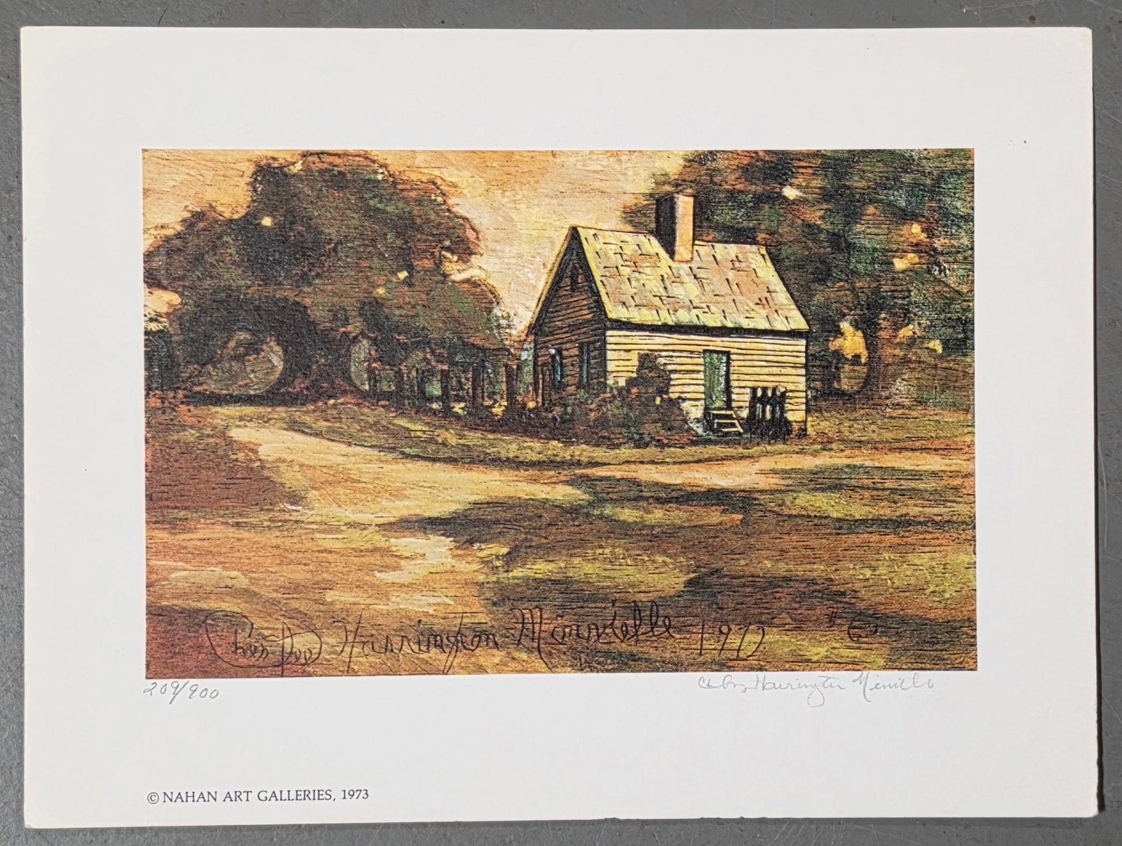 CHESTEE HARRINGTON MINIVELLE Lithograph "Bayou Cabin": NO RESERVE Item Details Artist: Chestee Harrington Minivelle Title: Bayou Cabin Year: 1973 Dimensions: 7-3/4 x 10-3/4 in. Edition: 900 Framed: no Medium: Lithograph Condition: Very