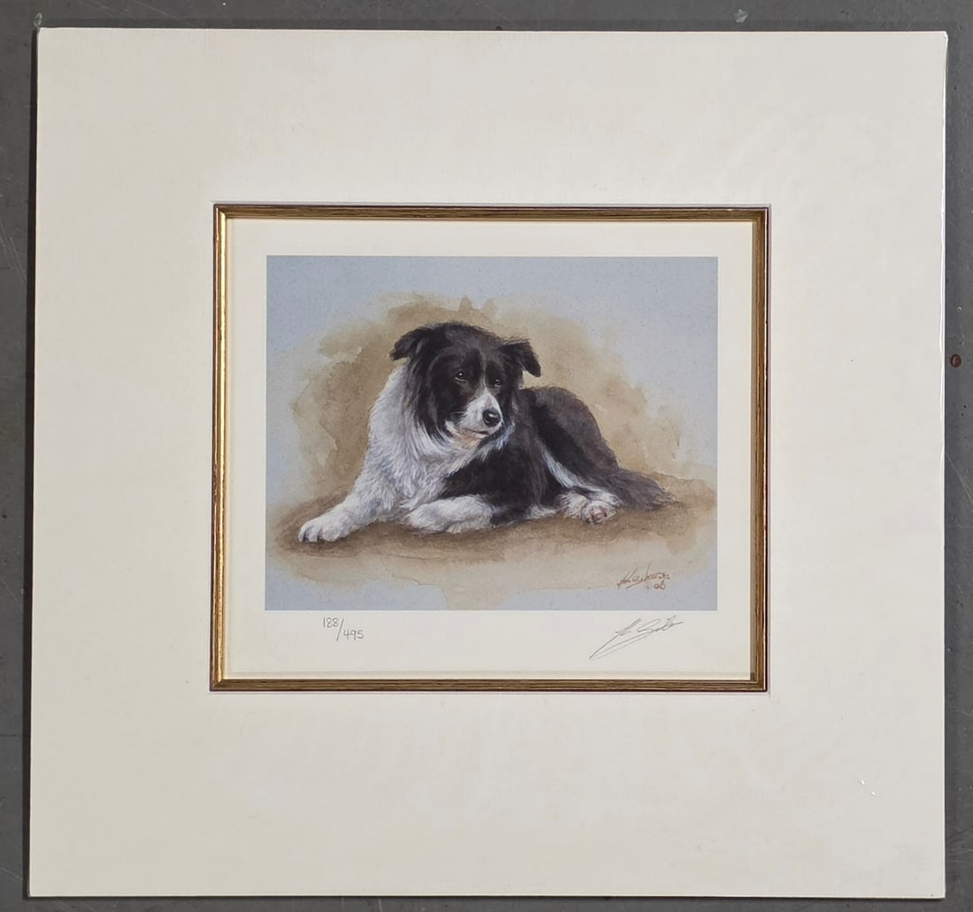 JOHN SILVER Limited Edition Print "Border Collie": NO RESERVE Item Details Artist: John Silver Title: Border Collie Year: 2006 Dimensions: Matted 13-1/2 x 14 in. Edition: 495 Framed: no Medium: Print Condition: Very good Shipping: