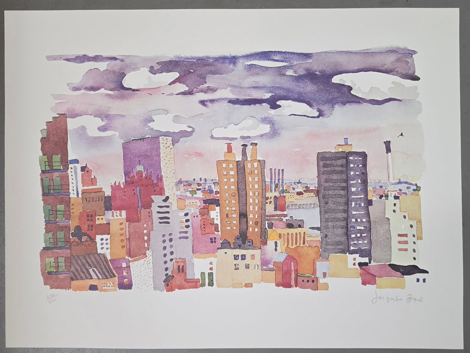JACQUELINE FOGEL Offset Lithograph "Park Ave South &26 th: NO RESERVE Item Details Artist: Jacqueline Fogel Title: Park Ave South and 26th Year: 2007 Dimensions: 19-1/2 x 26-1/2 in. Edition: 500 Framed: no Medium: Offset Lithograph 