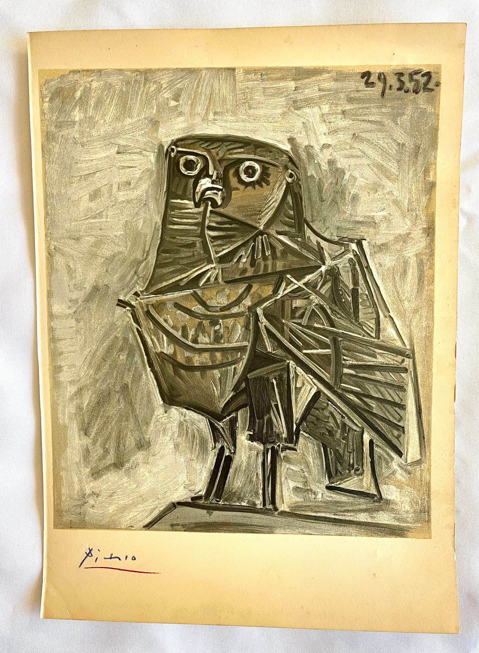 Pablo Picasso (1881-1973) artist signed lithograph, War and Peace series, "Le Hibou" (1 of 3)