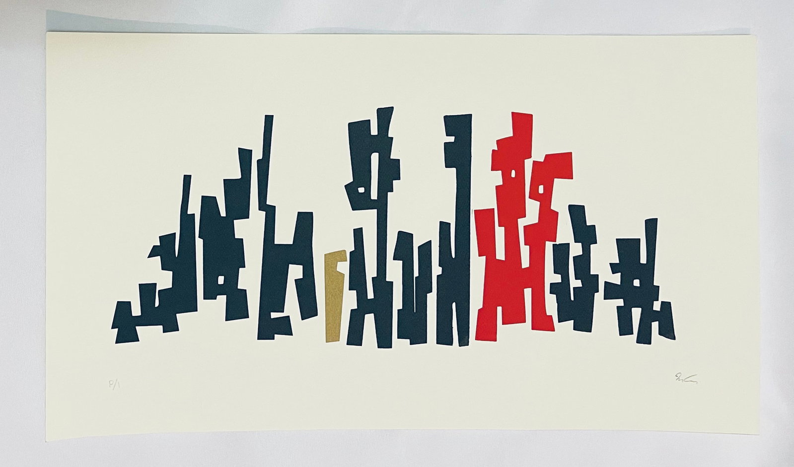 Matias Goeritz (German/Mexican 1915-1990) Hand Signed Serigraph, "Forms in Red and Black" (1 of 4)
