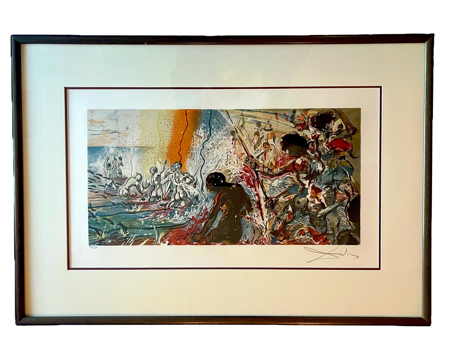 Salvador Dali (1904-1989 Spanish), signed/numbered Lithograph "Tuna Fishing": Item Details Artist: Salvador Dali Title: "Tuna Fishing" Year: cir. 1967 Dimensions: 24 x 34 in. Edition: #80 of 350 Framed: yes Medium: Artist signed Lithograph Condition: Excellent Details: Hand
