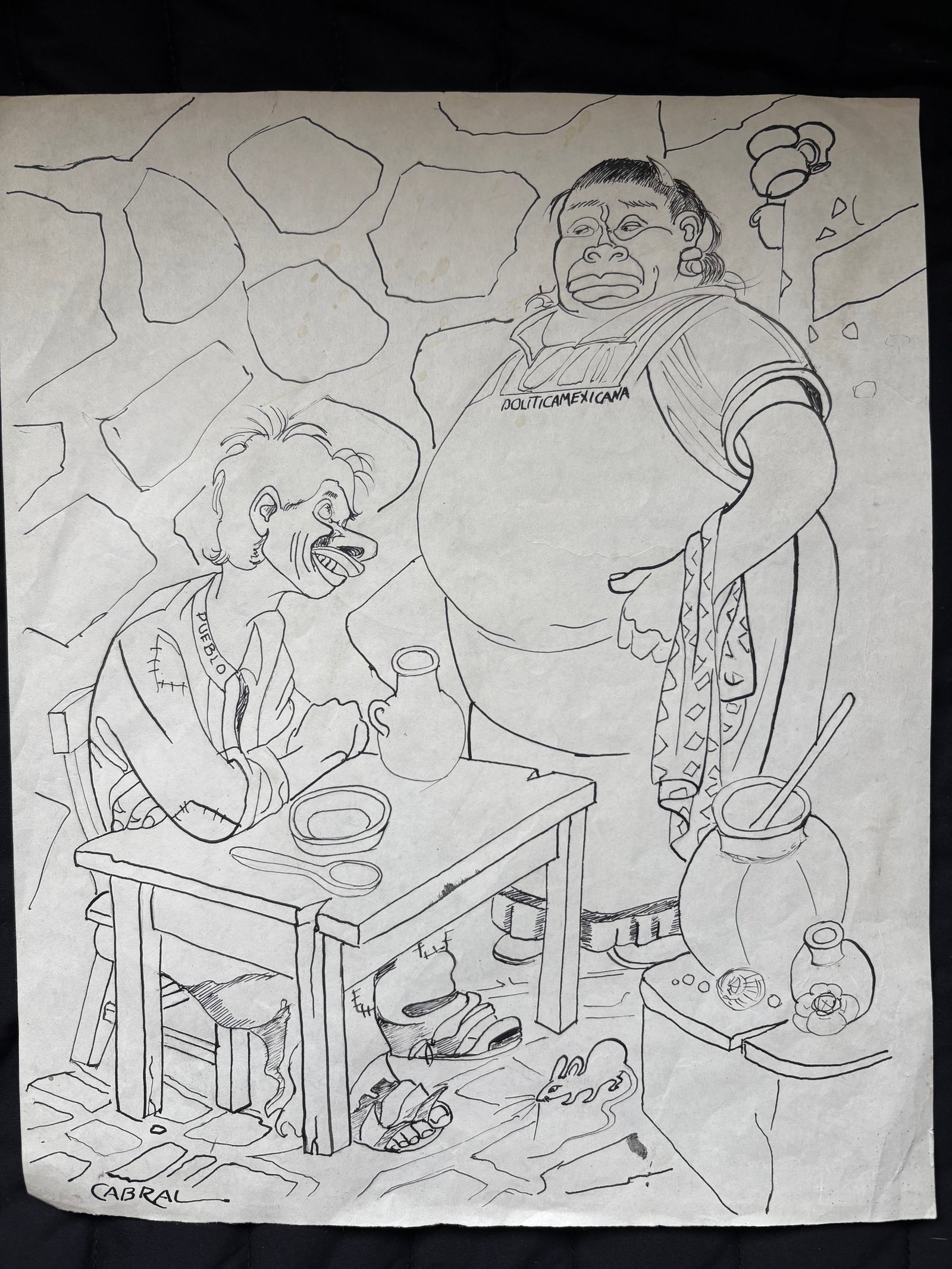 Ernesto Garcia Cabral "Chango" (Mexican 1890-1968) ORIGINAL, ink on paper "Cartoon" (1 of 3)
