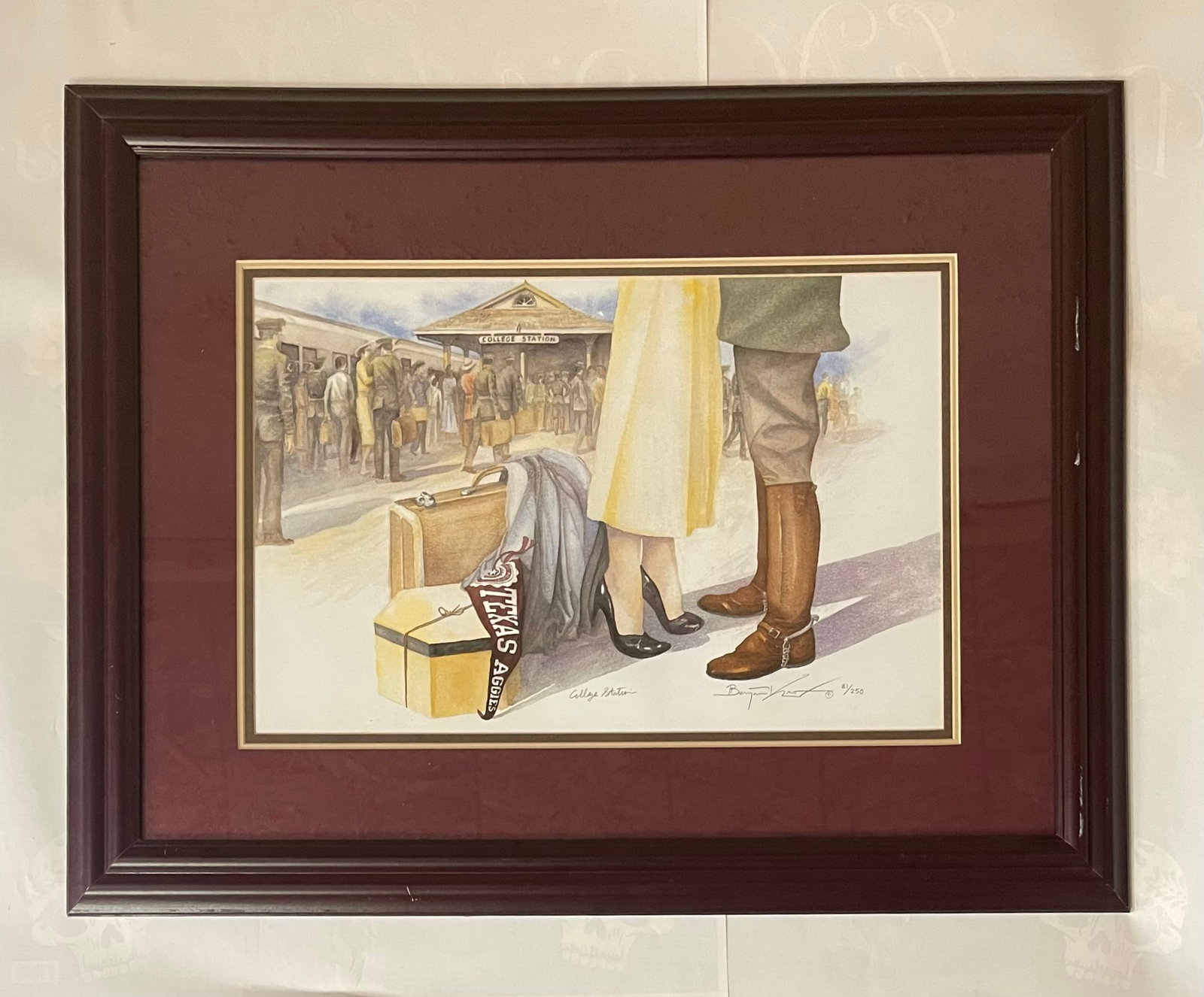 Benjamin Knox, artist signed Lithograph "College Station": NO RESERVE Item Details Artist: Benjamin Knox Title: College Station Year: unknown Dimensions: 28 x 22 in.(framed) Edition: #81 of 250 signed Lithographs Framed: yes Medium: Lithograph Condition: