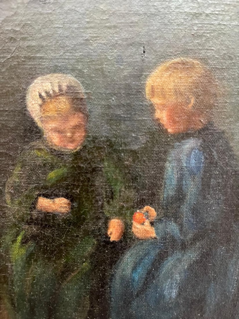 Angel Zarraga (1886-1946 Mexican) Artist signed, ORIGINAL Oil on Canvas: NO RESERVE Item Details Artist: Angel Zarraga Arguelles Title: Sisters Year: unknown Dimensions: 27 x 35 inches Edition: Original Framed: yes Medium: Oil on Canvas Condition: Good Details: Hand