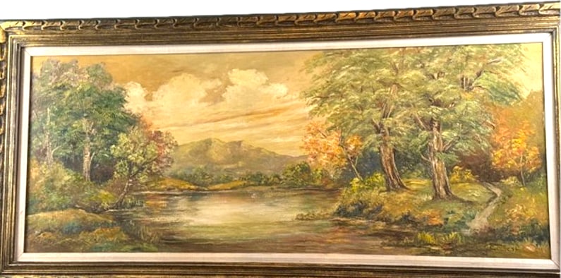 Ruby Dobesh ORIGINAL oil on canvas: NO RESERVE Item Details Artist:Ruby Dobesh Title: Los Cinco Portales Year: 70s Dimensions: 68 x 32 1/2 inches Edition: ORIGINAL Framed: yes Medium: Oil on Canvas Condition: Good Details: Hand Pained