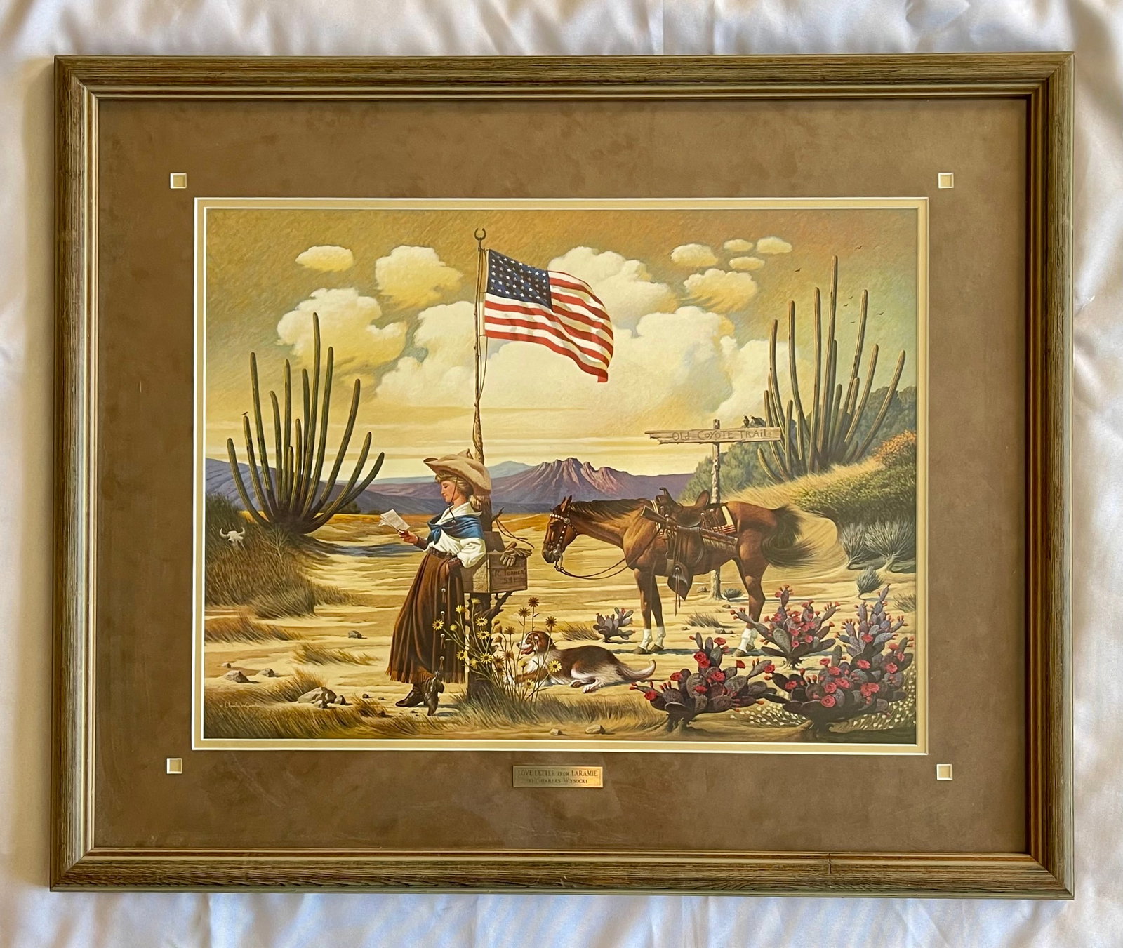 Charles Wysocki (American 1928-2002) Artist signed Lithograph "Love Letter from Laramie": NO RESERVE Item Details Artist: Charles Wysocki Title: Love Letter from Laramie Year: unknown Dimensions: (framed) 31 x 25 inches Medium: Lithograph Condition: Very good Shipping: This item will ship 