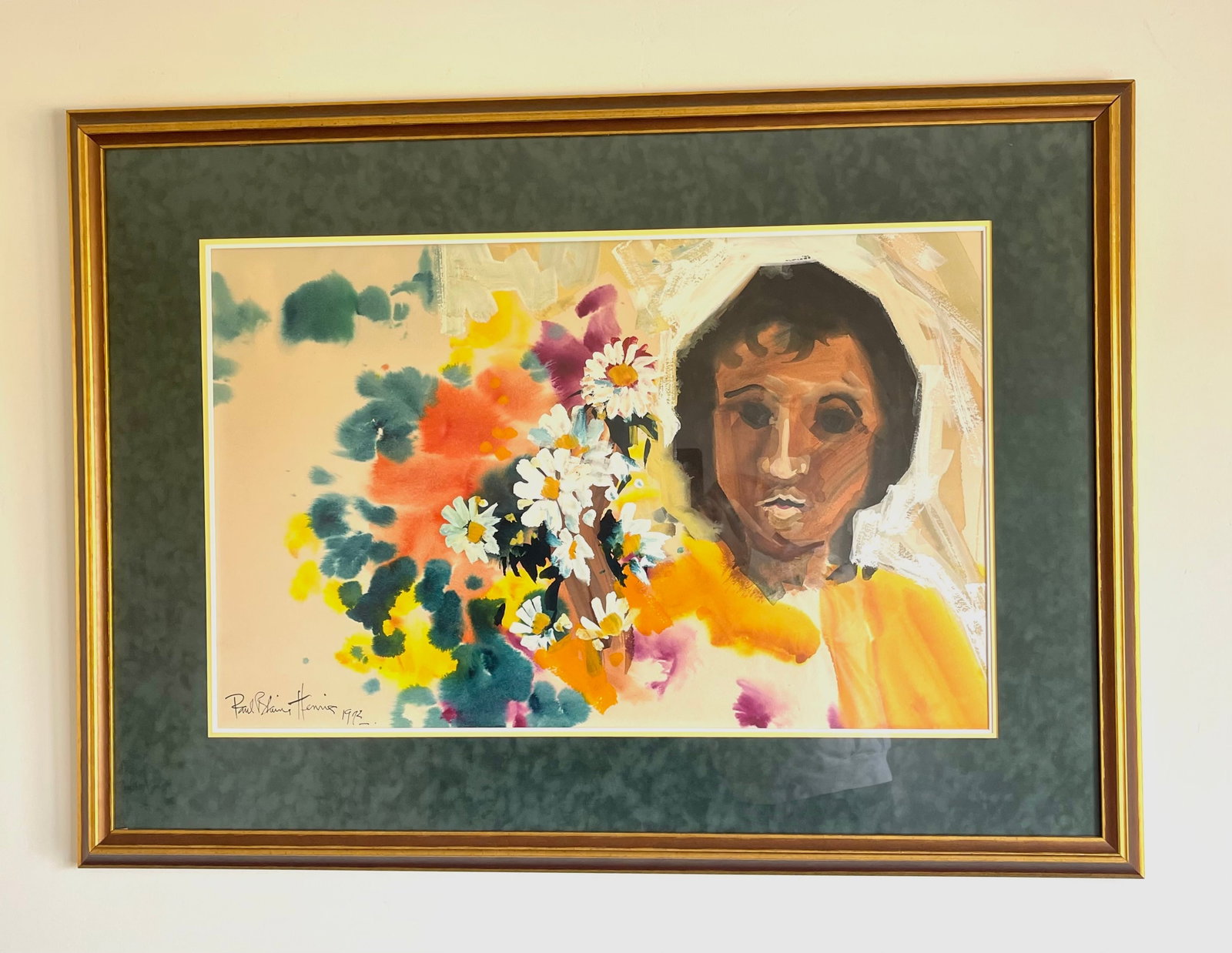Paul Blaine Henrie (1932-1999 American) signed ORIGINAL Watercolor "Taxco Flower Girl": NO RESERVE Item Details Artist: Paul Blaine Henrie Title: Taxco Flowers Year: 1972 Dimensions: 32 x 44 inches Edition: ORIGINAL Framed: Yes Medium: watercolor Condition: Excellent Shipping: In House