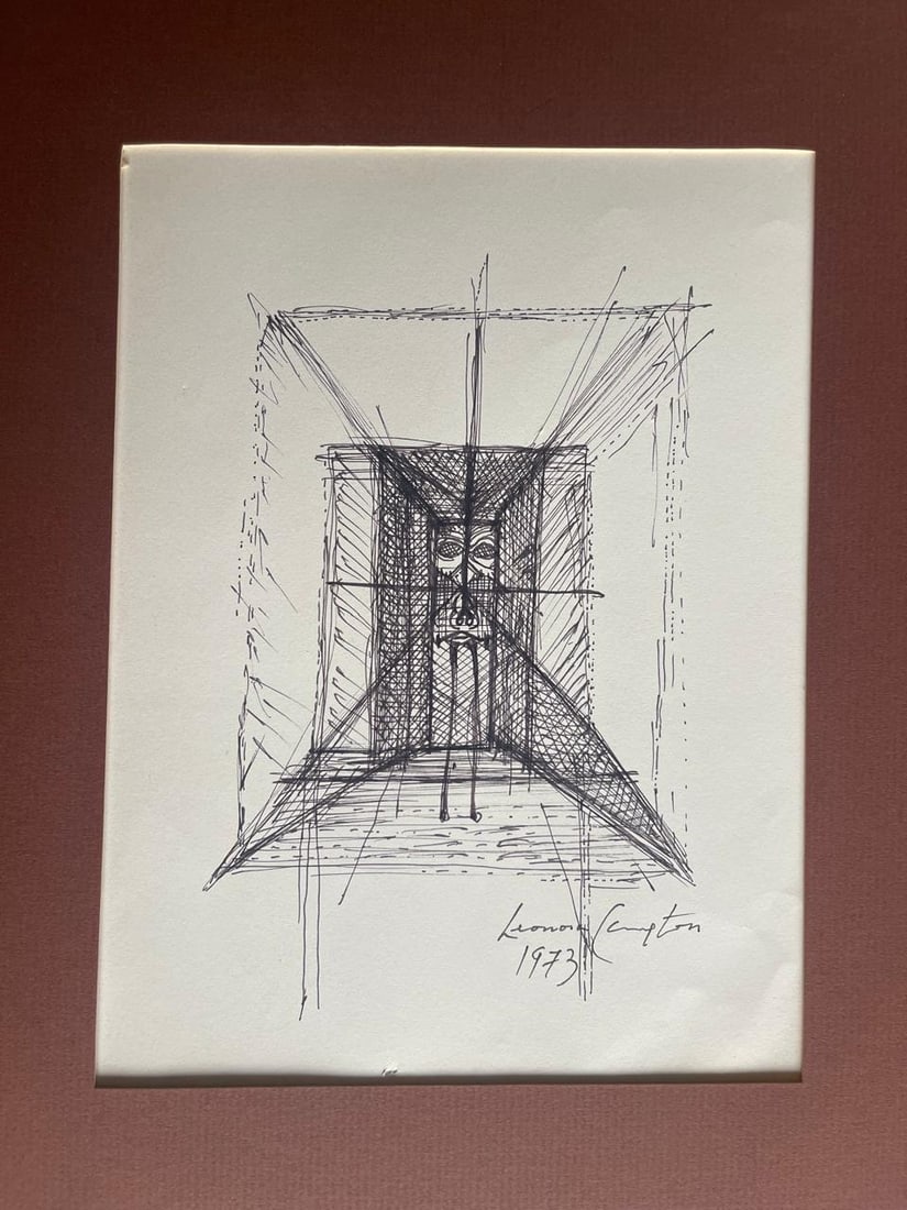 Leonora Carrington (Mexican 1917-2011), ORIGINAL ink on paper "DOOR II": Item Details Artist: Leonora Carrington Title: Door II Year: 1973 Dimensions: 14 1/4 x 11 1/2 inches Edition: ORIGINAL Framed: yes Medium: Ink on Paper Condition: Very Good Shipping: This item will
