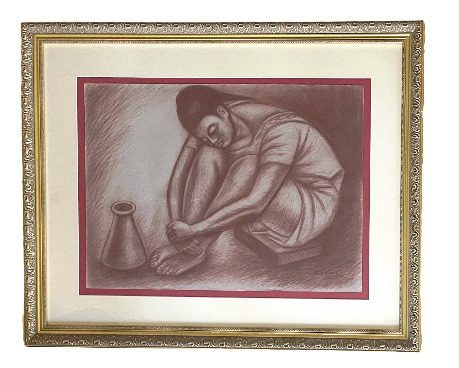 Raul Anguiano (Mexican, 1915-2006) ORIGINAL charcoal on paper: NO RESERVE Item Details Artist: Raul Anguiano Title: unknown Year: 1977 Dimensions: (framed) 42 x 34 inches Edition: ORIGINAL Framed: yes Medium: Charcoal on Paper Condition: Good Details: Original ch