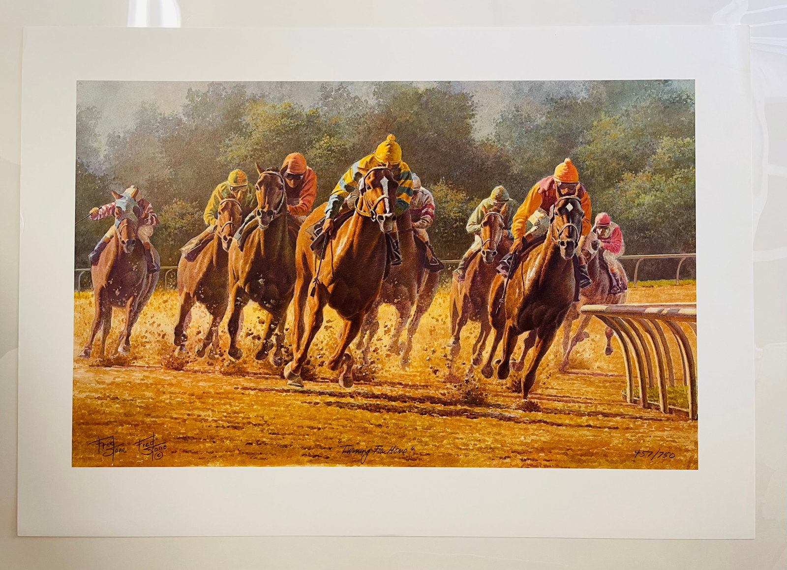 Fred Stone (American b.1930) Signed/numbered, Lithograph "Turning For Home": NO RESERVE Item Details Artist: Fred Stone Title: Turning For Home Year: 1994 Dimensions: 28 x 17 inches Edition: #457 of 750 Framed: no Medium: Lithograph Condition: New/Excellent Details: Hand sig