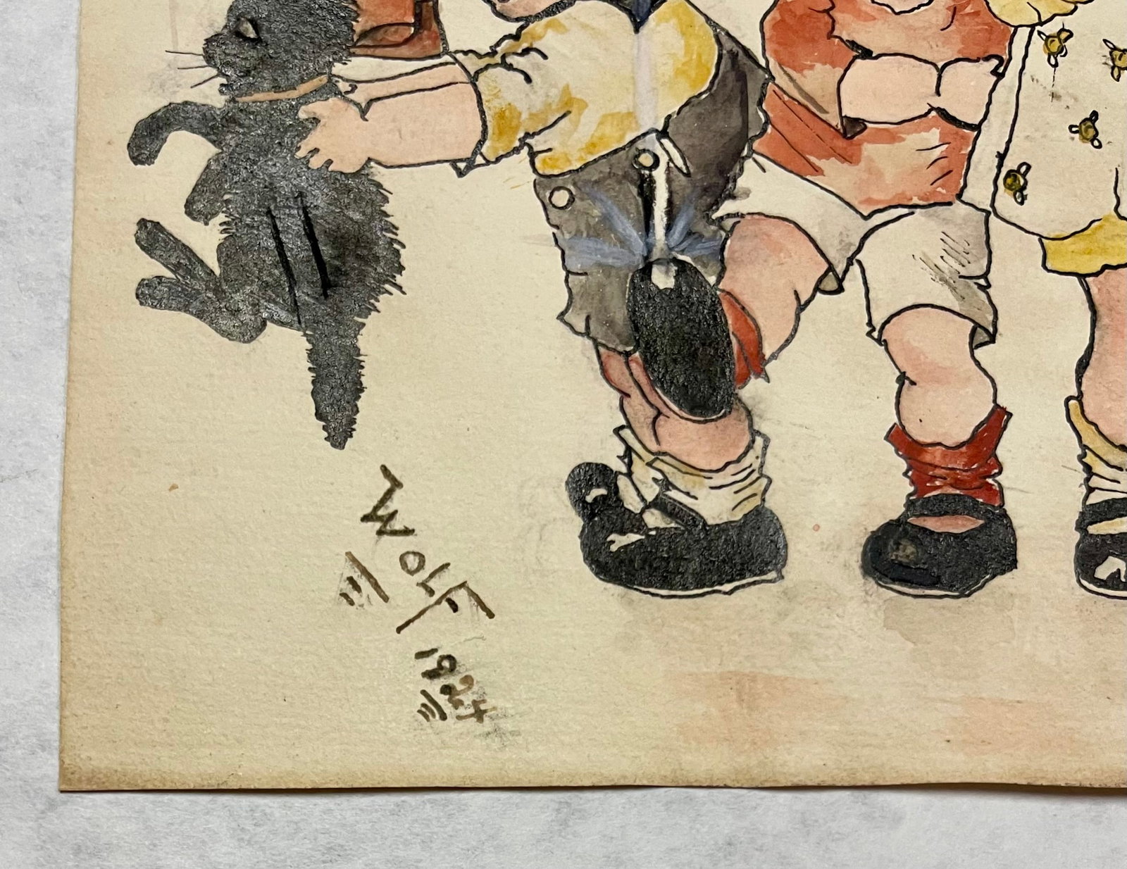 Wolf, ORIGINAL watercolor dated 1924 - 3