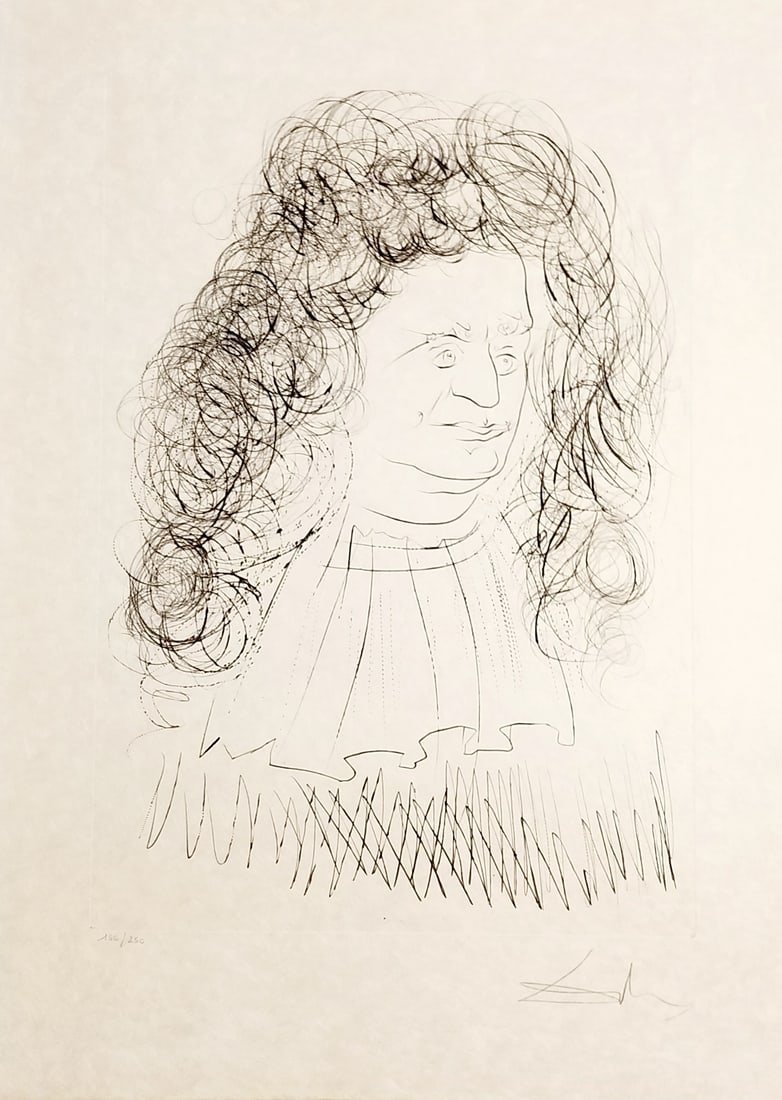 Salvador Dali (1904-1989) Original Etching - Le portrait de la Fontaine -1974: NO RESERVE Item Details Artist: Salvador Dali Title: Le portrait de la Fontaine Year: 1974 Dimensions: 30 x 22.5 in. Edition: 156.250 Framed: no Medium: Etching on Japon paper Condition: Very good to 