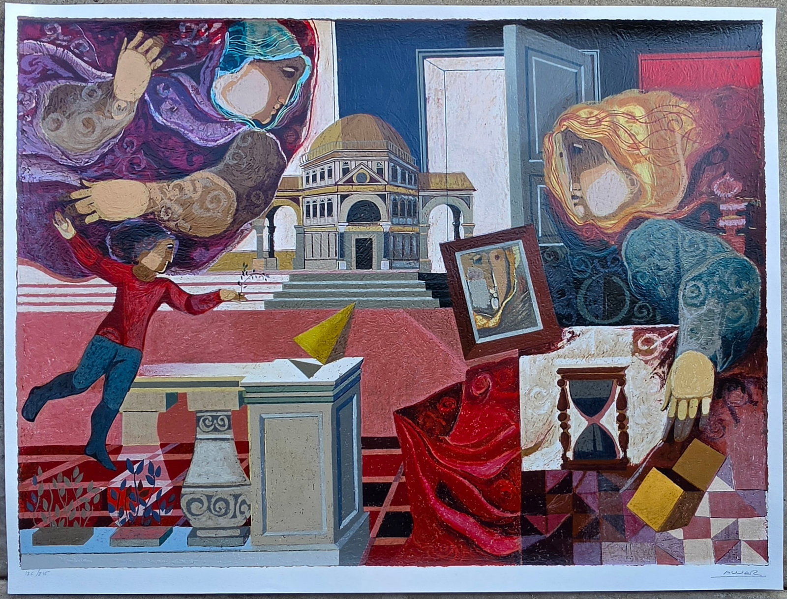 Alvar Sunol, (b.1935), Original Serigraph - Dreams of Reality: NO RESERVE Item Details Artist: Alvar Sunol Title: Dreams of Reality Year: 1980's Dimensions: 31 x 42 in. Edition: 275 Framed: no Medium: Serigraph Condition: Very Good to Excellent Shipping: This