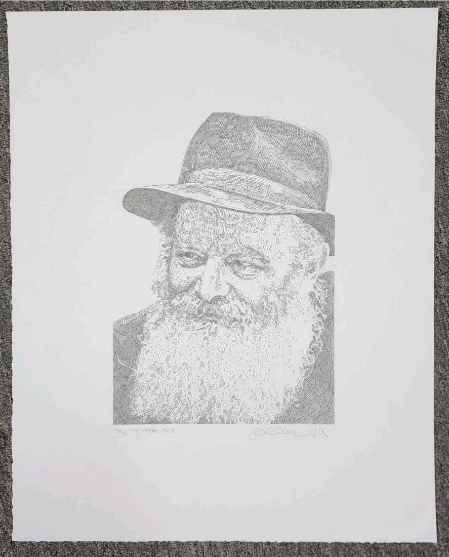 Guillaume Azoulay, Rebbe, Original Etching, 2013: NO RESERVE Item Details Artist: Guillaume Azoulay Title: Rebbe Year: 2013 Dimensions: 26 x 20 in. Edition: 50 Framed: no Medium: Etching Condition: Very Good to Excellent Shipping: This item will