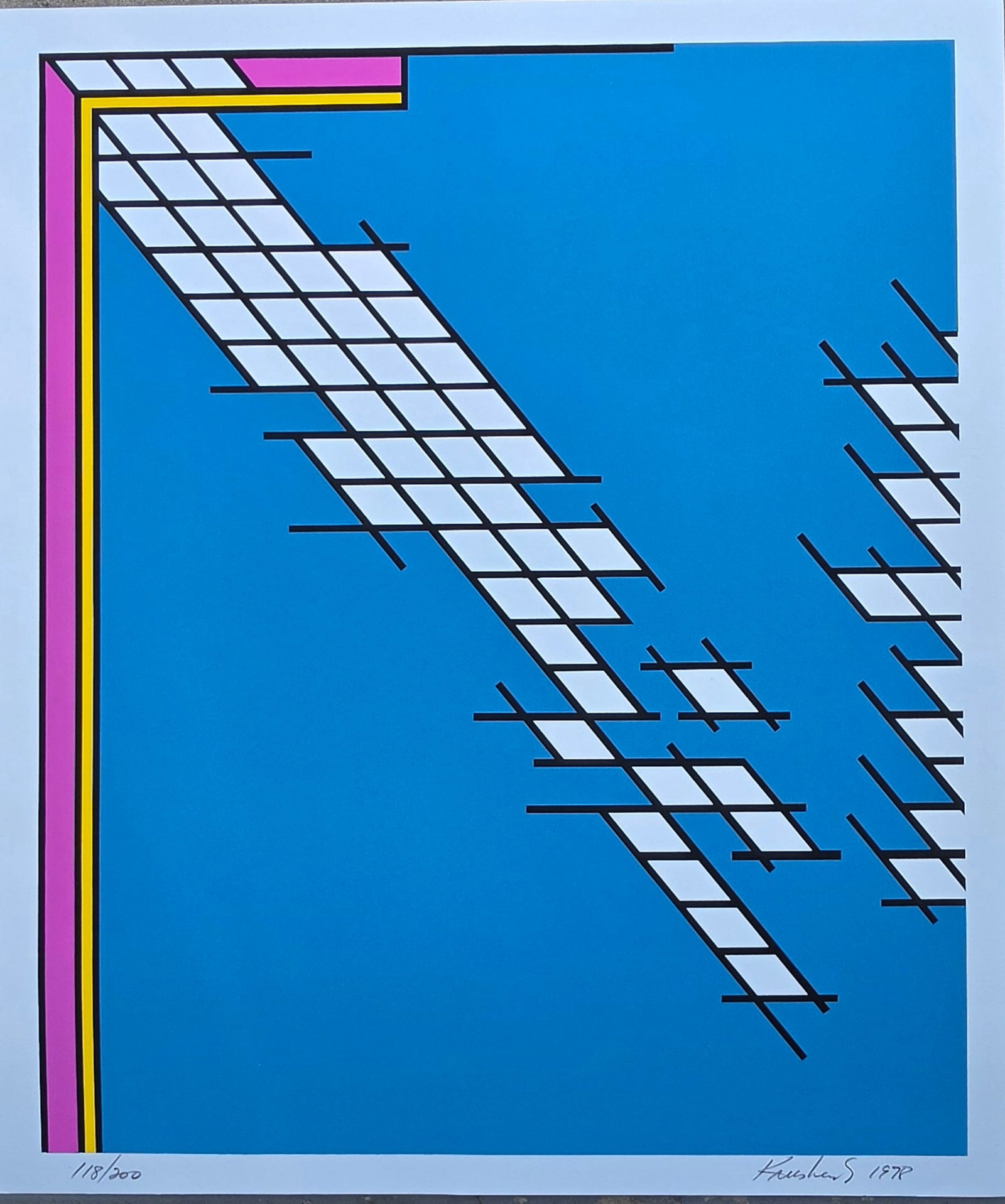 Nicholas Krushenick (1929-1999) Original Serigraph Tailgate 1978: NO RESERVE Item Details Artist: Nicholas Krushenick Title: Tailgate Year: 1978 Dimensions: 30.50 x 26 in. Edition: 200 Framed: No Medium: Serigraph Condition: Excellent Shipping: This item will ship