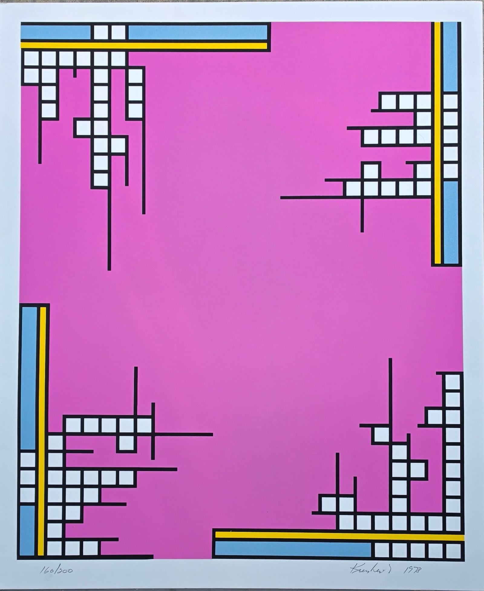 Nicholas Krushenick (1929-1999) Original Serigraph Over the Top 1978: NO RESERVE Item Details Artist: Nicholas Krushenick Title: Over the Top Year: 1978 Dimensions: 34 x 26 in. Edition: 200 Framed: No Medium: Serigraph Condition: Excellent Shipping: This item will