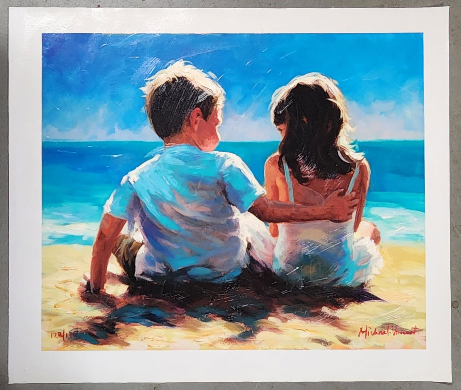 Michael Vincent - Original Embellished Giclee on Canvas - Crush: Item Details Artist: Michael Vincent Title: Crush Year: 2000's Dimensions: 20 x 24 in. Edition: 128/195 Framed: No Medium: Original Embellished Giclee on Canvas Condition: Very good to Excellent