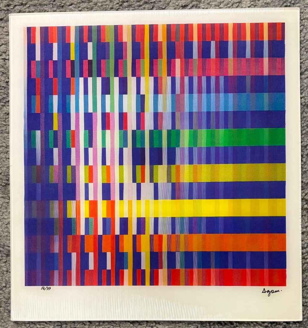 Yaacov Agam (1928-2026) - Original Agamograph - Big Bang: Item Details Artist: Yaacov Agam (1928-2026) Title: Big Bang Year: 2000's Dimensions: 14 x 14 in. Edition: 99 Framed: no Medium: Agamograph Condition: Very good to Excellent Shipping: This item will s