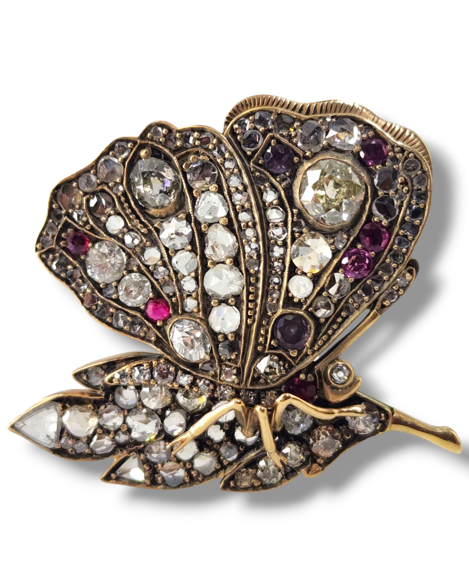 Imperial  Russian Antique 56K Gold and Diamond Butterfly  Brooch 5.0 Carats. Circa 1890s (1 of 6)