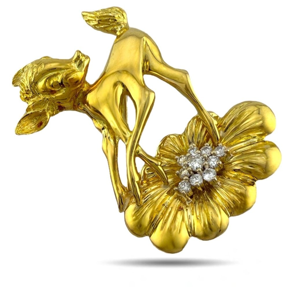Brooch - 18 kt. Disney 18K Yellow Gold and 1.00ct Diamond Brooch Signed by JM, Yellow gold - (1 of 4)