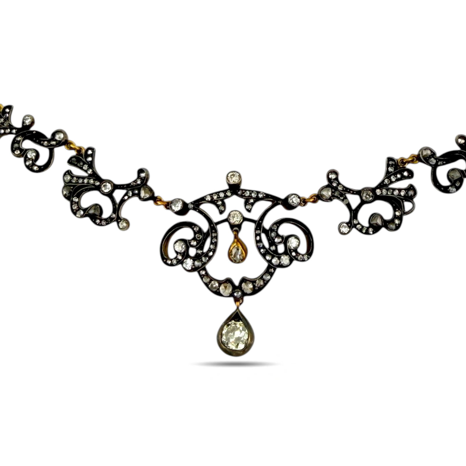 Imperial Russian Antique 56K Gold (14K) and 3.01ct Diamond Necklace: Imperial Russian Antique 56K Gold (14k) and 3.01Ct Diamond Necklace Diamonds:Large Round Diamond 1.01 Carats Other Diamonds total 2.0 Carats Total carat weight 3.01 Marked with Imperial Russian 56k Go