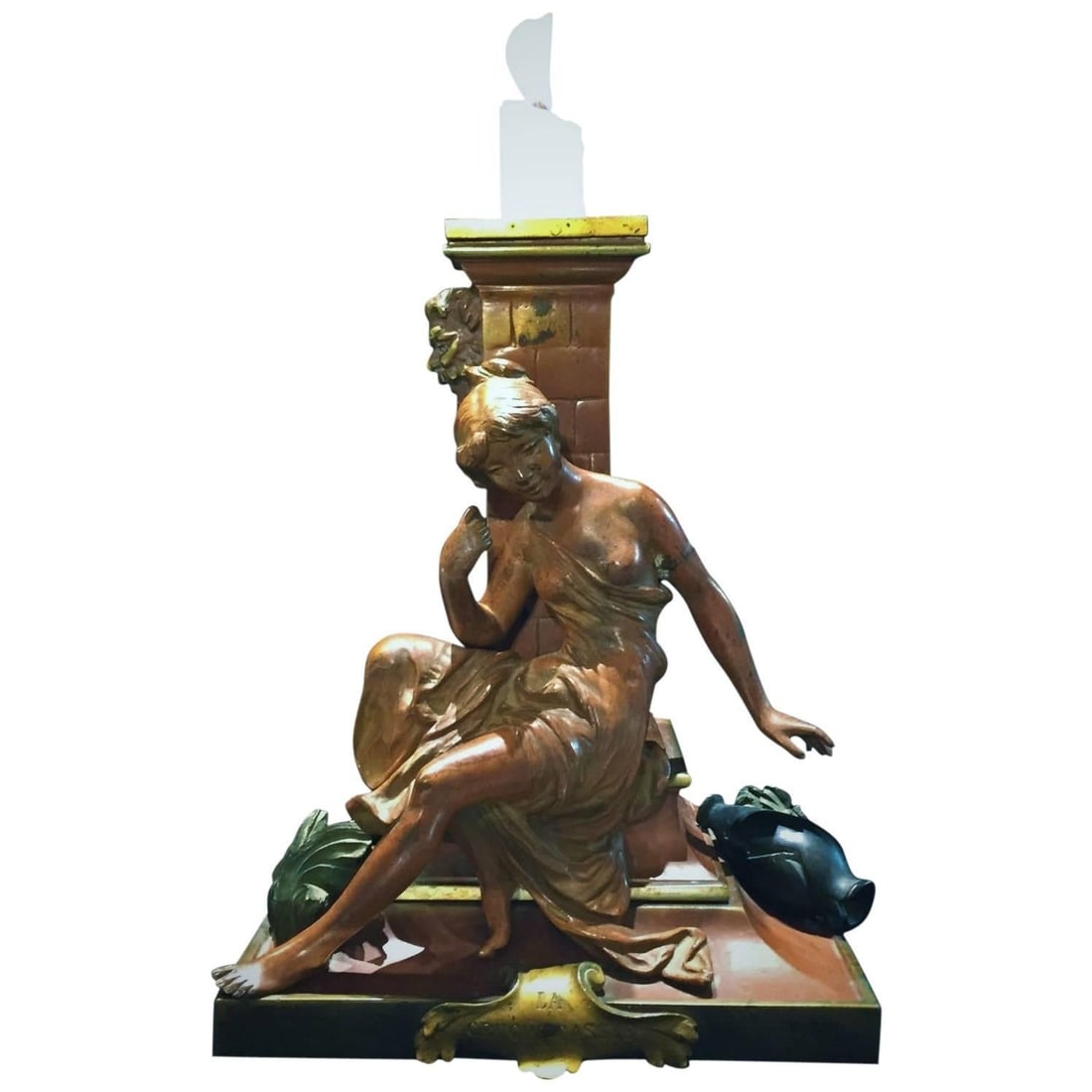 La Cruche Casee, Antique French Bronze Sculptural Desk Candleholder, circa 1875 (1 of 6)