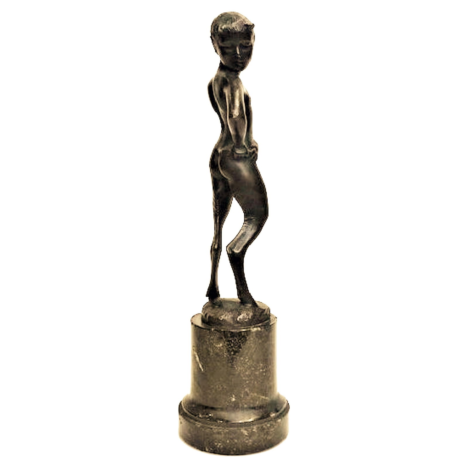 Austrian Jugenstil Patinated Bronze Sculpture of Fawn Youth, Ca. 1900 (1 of 12)