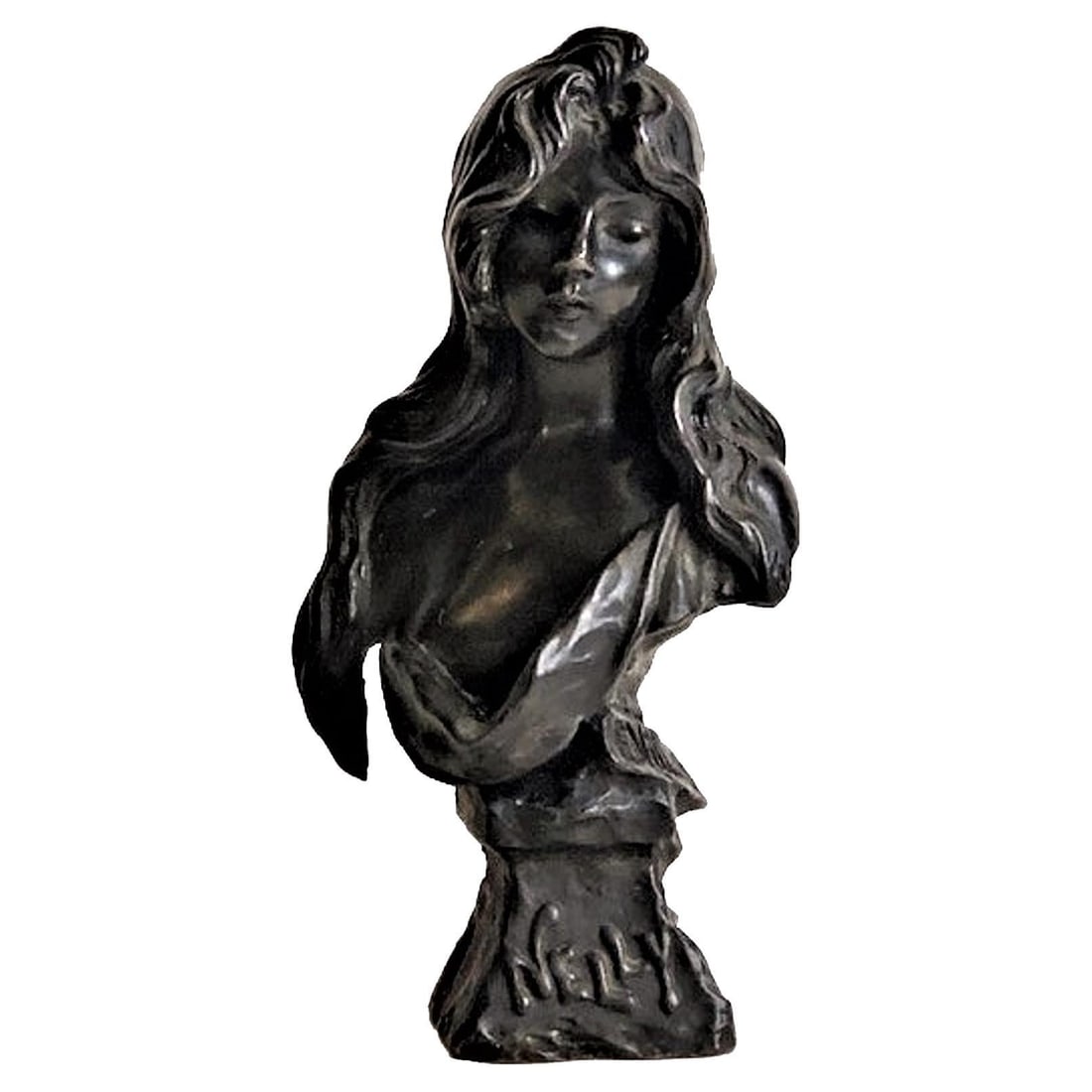 Emmanuel Villdnis, ‘Nelly’, French Art Nouveau Patinated Bronze Bust, ca. 1890 (1 of 14)