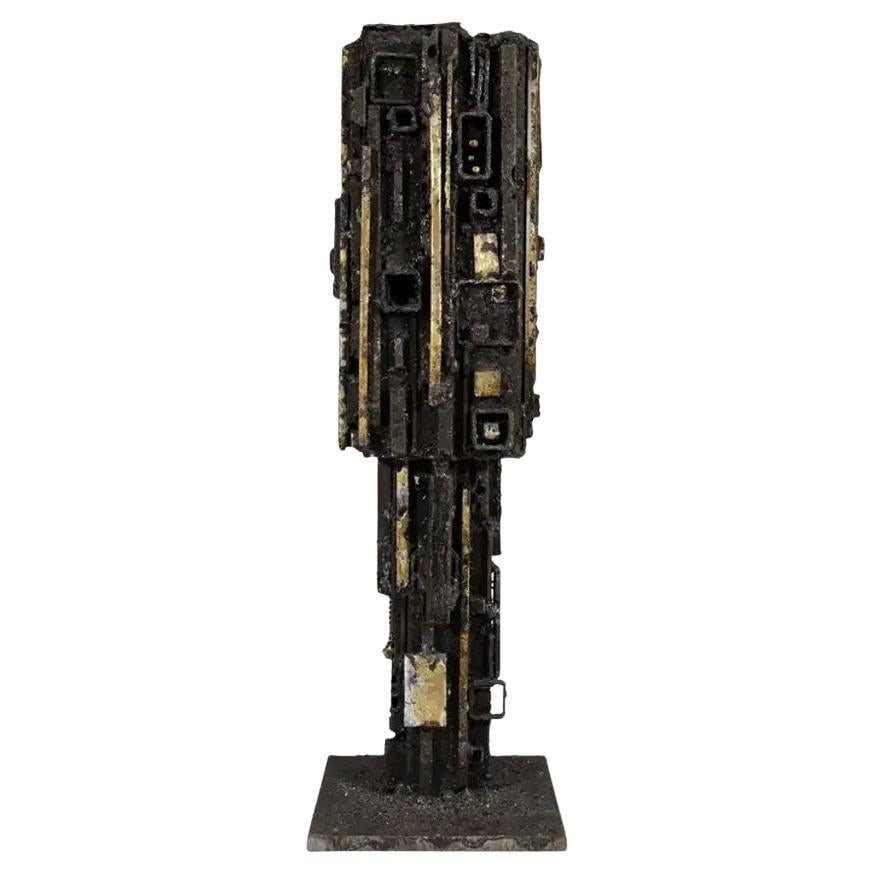 Brutalist Wrought Iron Sculptural Table Lamp in Style of Paul Evans, Ca. 1970s (1 of 8)