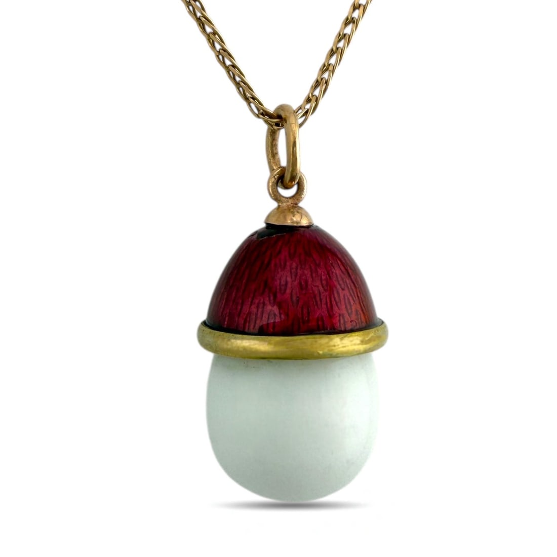 Fabergé Imperial Russian 56K (14K) Yellow and Rose Gold & Red Enamel Egg Pendant, 1890–1917 (1 of 7)