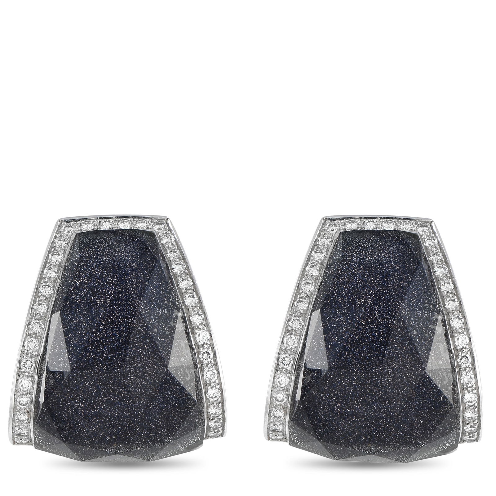 Stephen Webster Crystal Haze 18K White Gold 1.0ct Diamond Earrings: An impressive example of Stephen Webster’s innovative approach to jewelry design. These clip-on earrings in 18K white gold feature a faceted natural clear quartz layered over a dark-colored gemstone