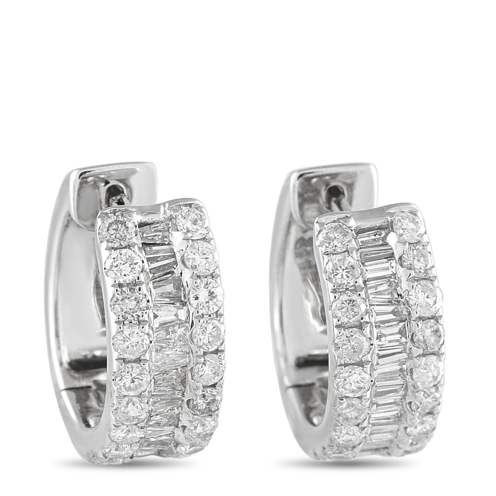 Exclusive 18K White Gold 1.33ct Diamond Huggie Earrings: These earrings are ideal for anyone who appreciates quiet luxury. A stunning arrangement of Diamonds with a total weight of 1.33 carats elevates the simple 18K White Gold setting. Ideal for everyday w