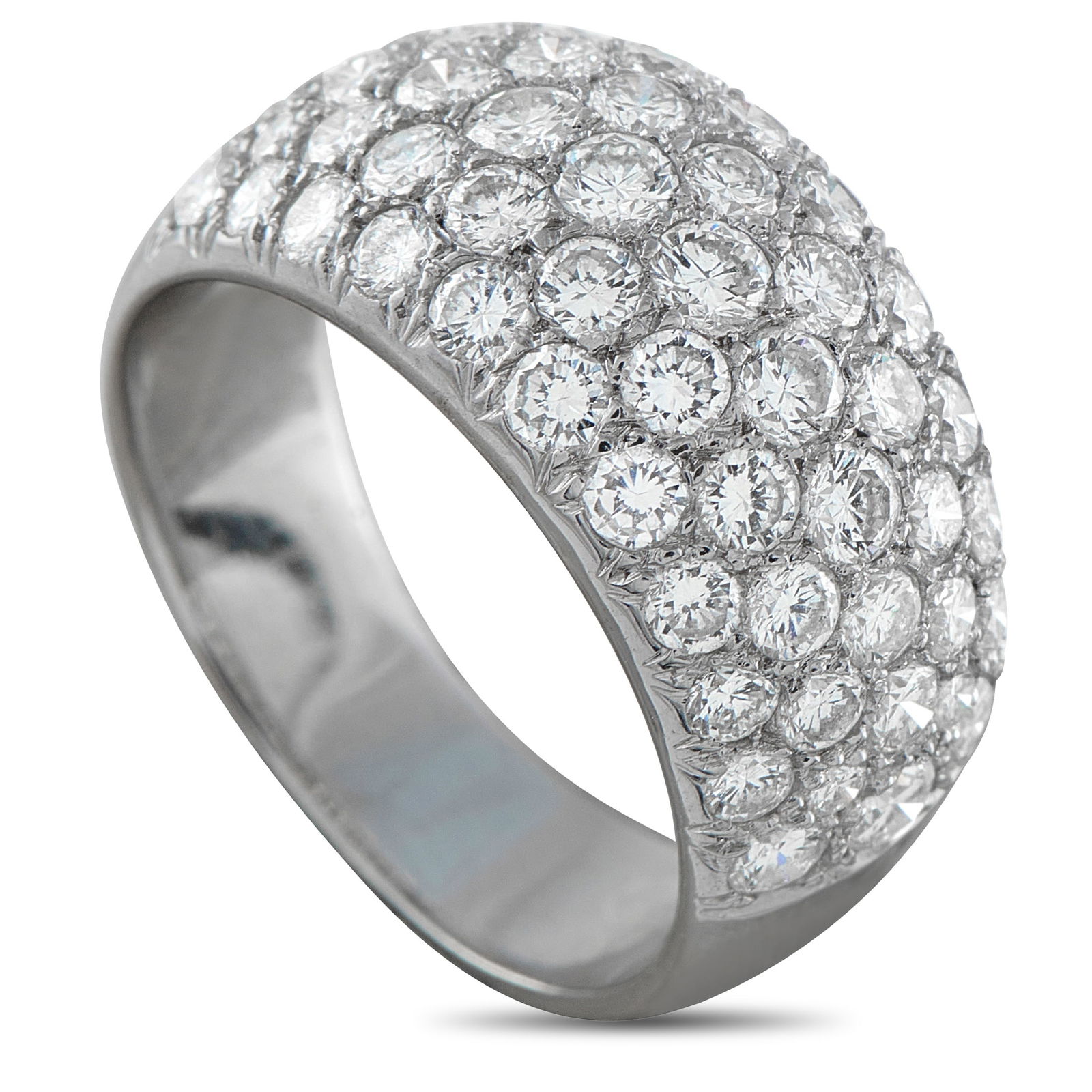 Van Cleef & Arpels 18K White Gold 2.25ct Diamond Ring: This sophisticated Van Cleef & Arpels ring will continually impress. Crafted from 18K White Gold, inset Diamonds with a total weight of 2.25 carats make it a dazzling piece that will never go out of s