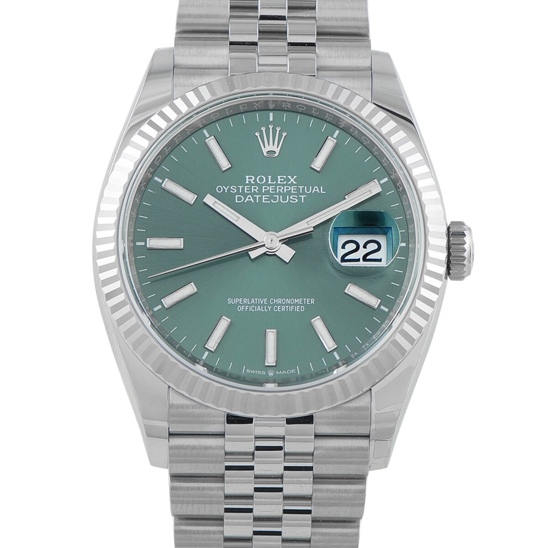 ROLEX Datejust 36 Mint Green Dial Jubilee White Rolesor Watch 126234 (1 of 4)
