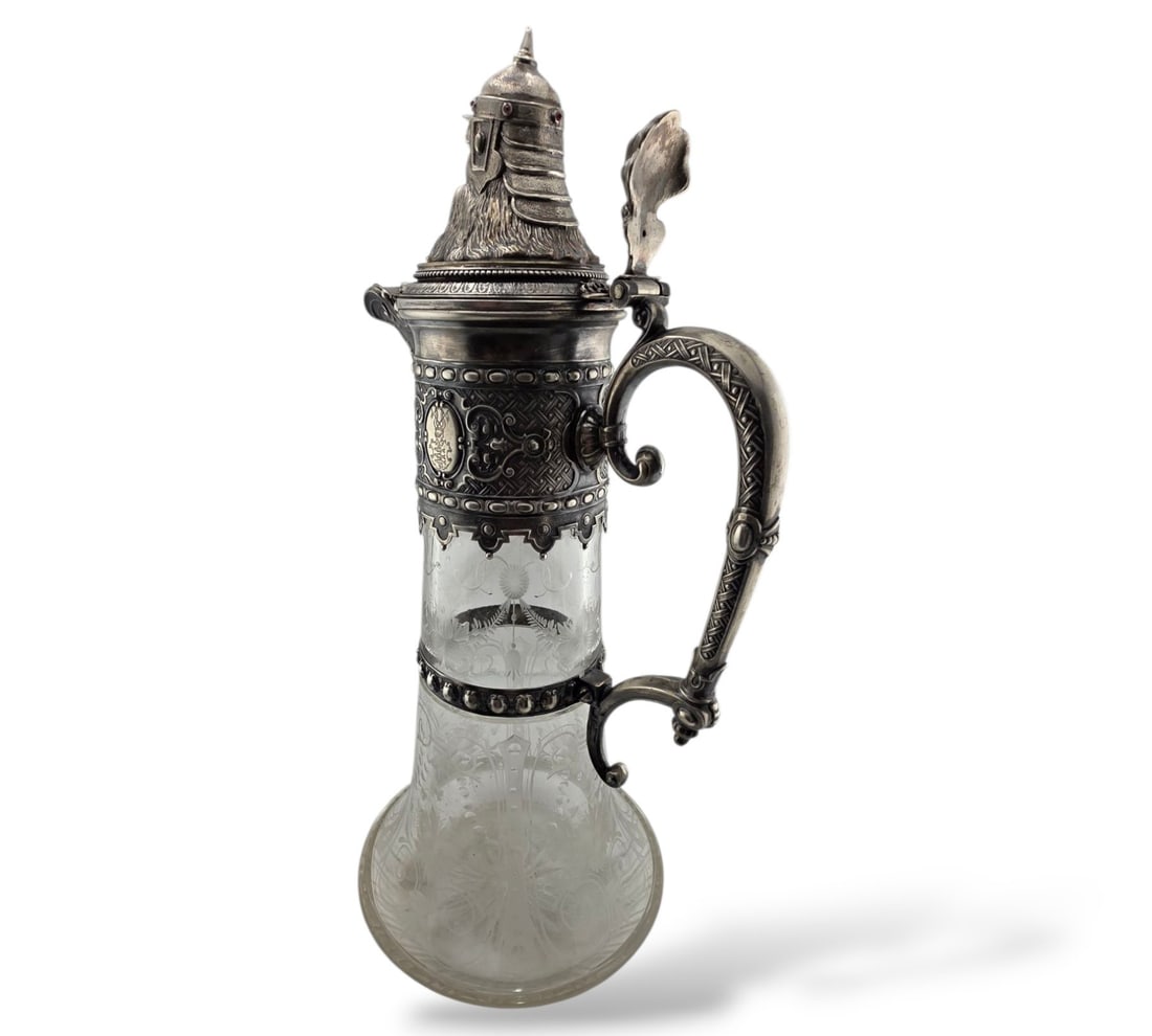 Antique Imperial Fabergé Silver Cut Glass Decanter Carafe Circa 1900s: Antique Imperial Fabergé Silver Cut Glass Decanter Carafe Circa 1900s Size: 14cm x Height 33cm Total Weight 1293 Grams The piece marked Faberge with Imperial Warrant and 84 silver mark with town mark