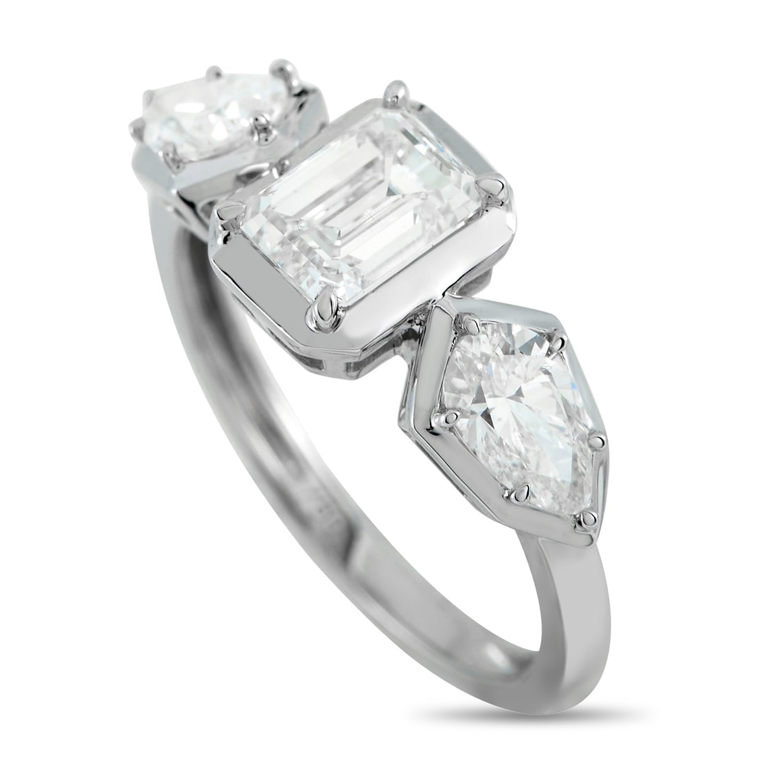 Exclusive 18K White Gold 1.76ct Diamond Ring: This breathtaking ring is truly timeless in design. A 1.01 carat emerald cut Diamond center stone serves as a stunning focal point, while additional Diamond accents totaling 0.75 carats add plenty of