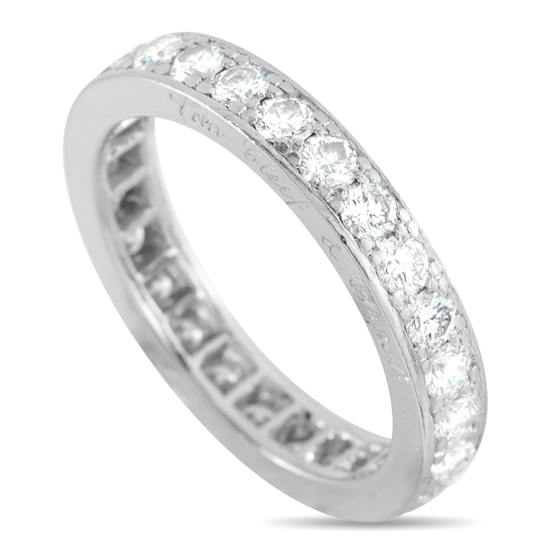 Van Cleef & Arpels Platinum 0.88ct Diamond Eternity Band: This Van Cleef & Arpels Eternity Band exudes timeless luxury. At the center of the sleek Platinum setting, a series of sparkling Diamonds totaling 0.88 carats accent the entire perimeter of the design